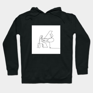 One line pianist drawing Hoodie